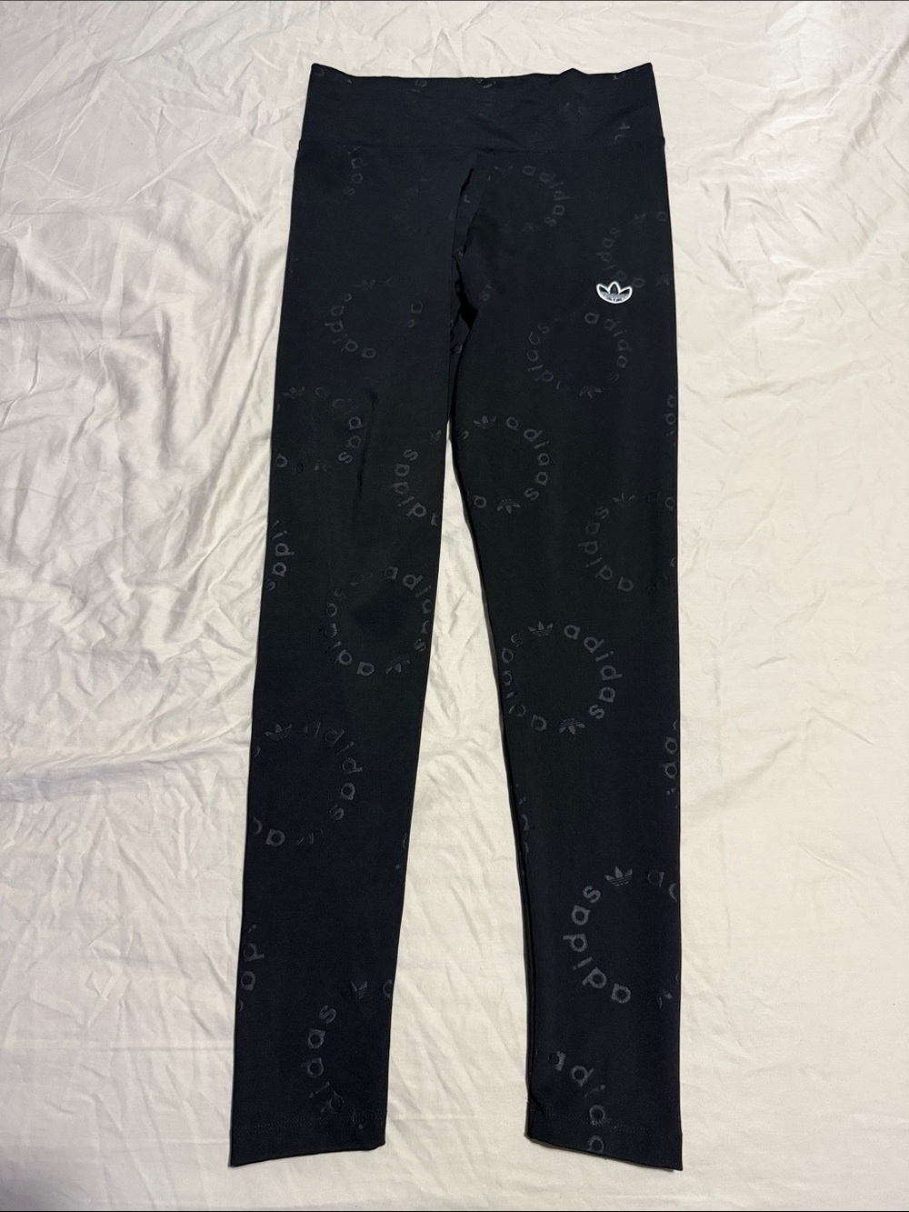 adidas Black Logo Print Kids Leggings